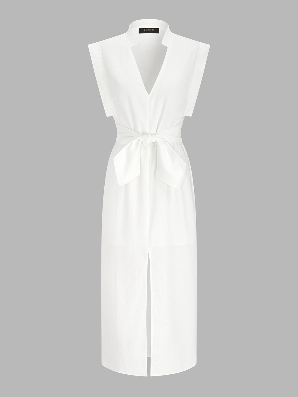 Commense White V-Neck Tie-Waist Maxi Dress